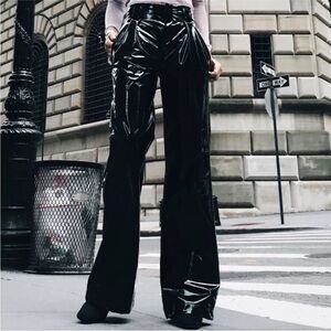 Daya By Zendaya Black Vinyl High Rise Pants Women Size Medium